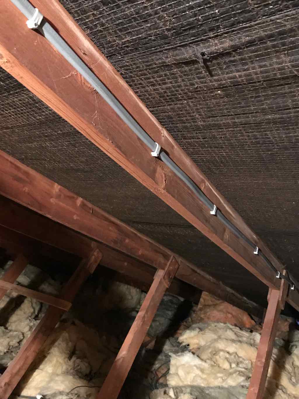 Cable clipped in loft