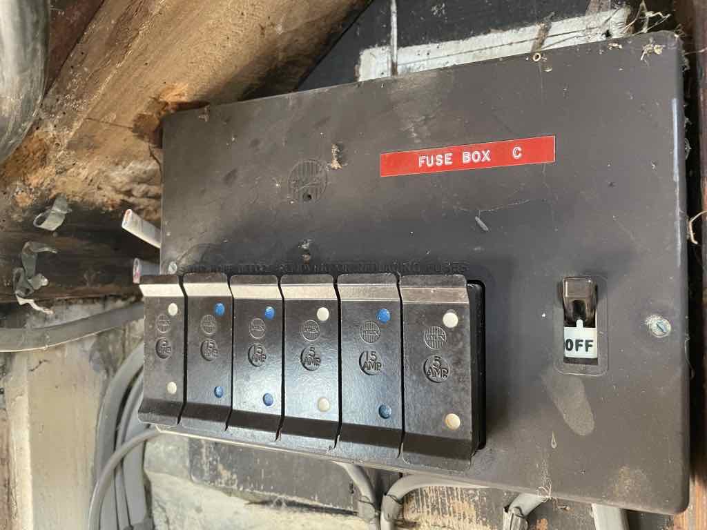 Old outbuilding fuse board